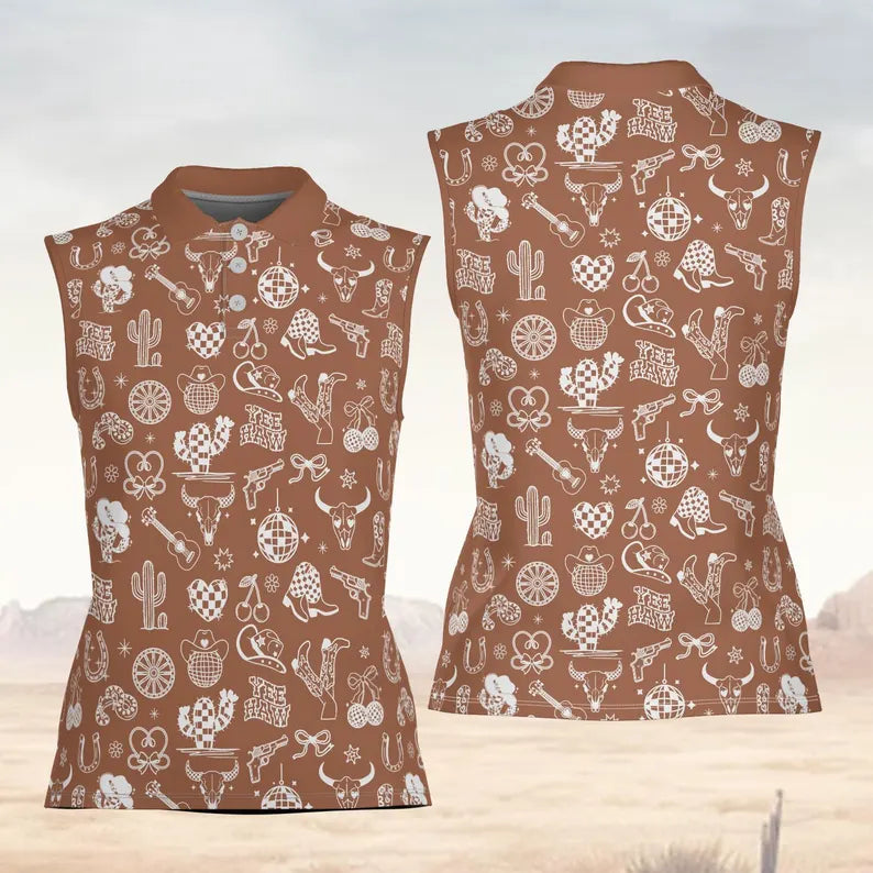 Coquette Patterned Golf Shirts, Western Golf Shirts Women, Cute Womens Golf Clothes, Ladies Long Sleeve Golf Shirts