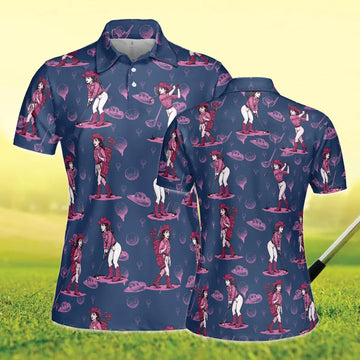 Cowgirl Golf Polo Ladies, Cowgirl Patterned Golf Shirts, Vintage Cowgirl Womens Golf Tops, Western Golf Shirts Women