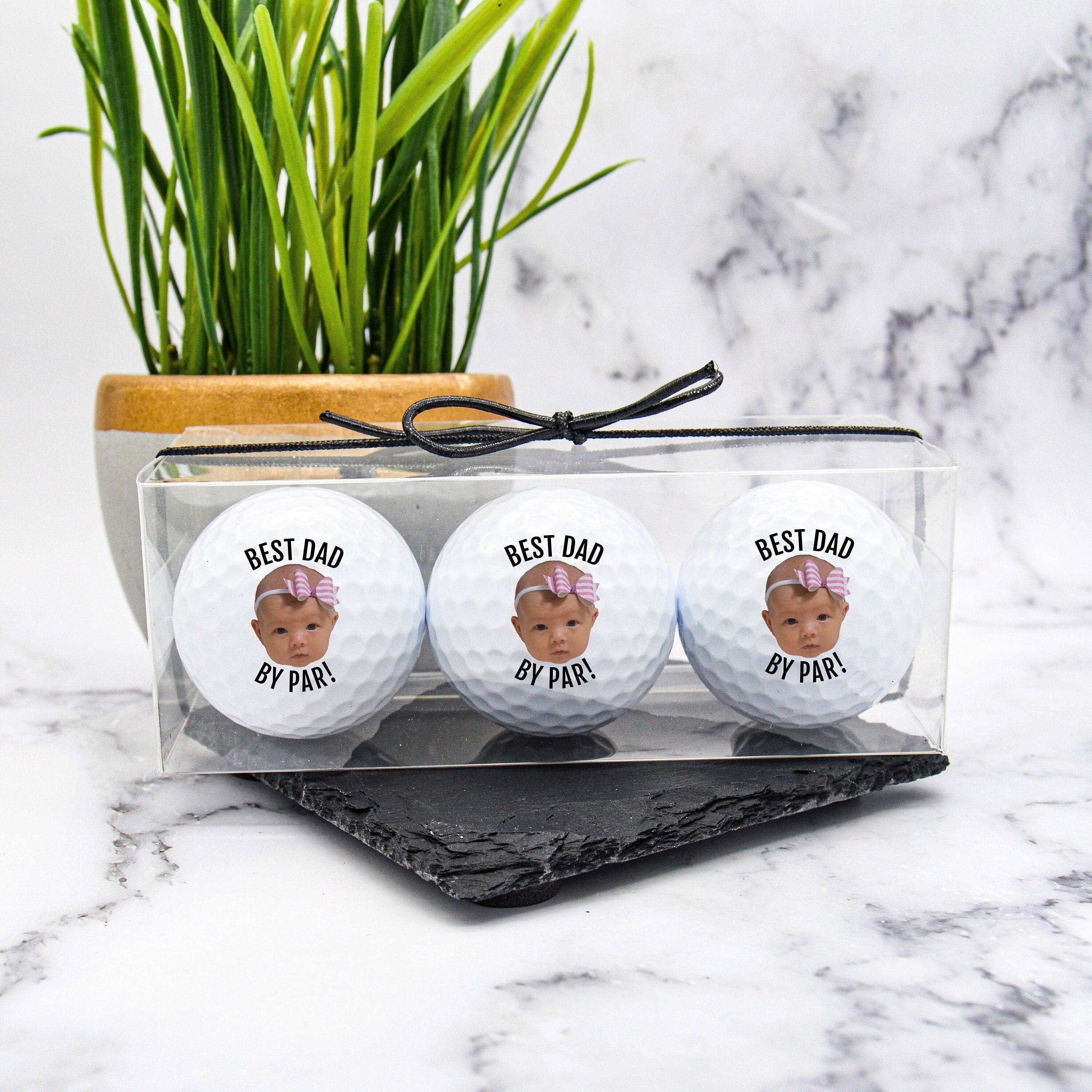 Best Dad By Par Custom Portrait Baby Face Golf Balls, Funny Golf Balls, Gift For Dad