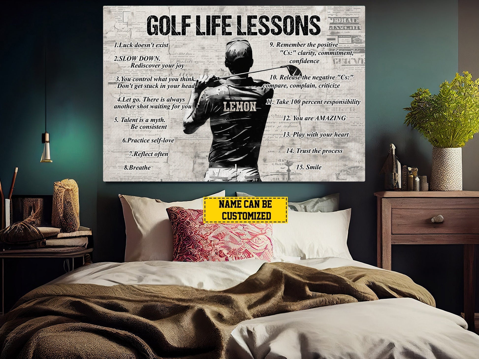 Golf Life Lessons Personalized Canvas Print, Golf Gift For Man, Golf Decor