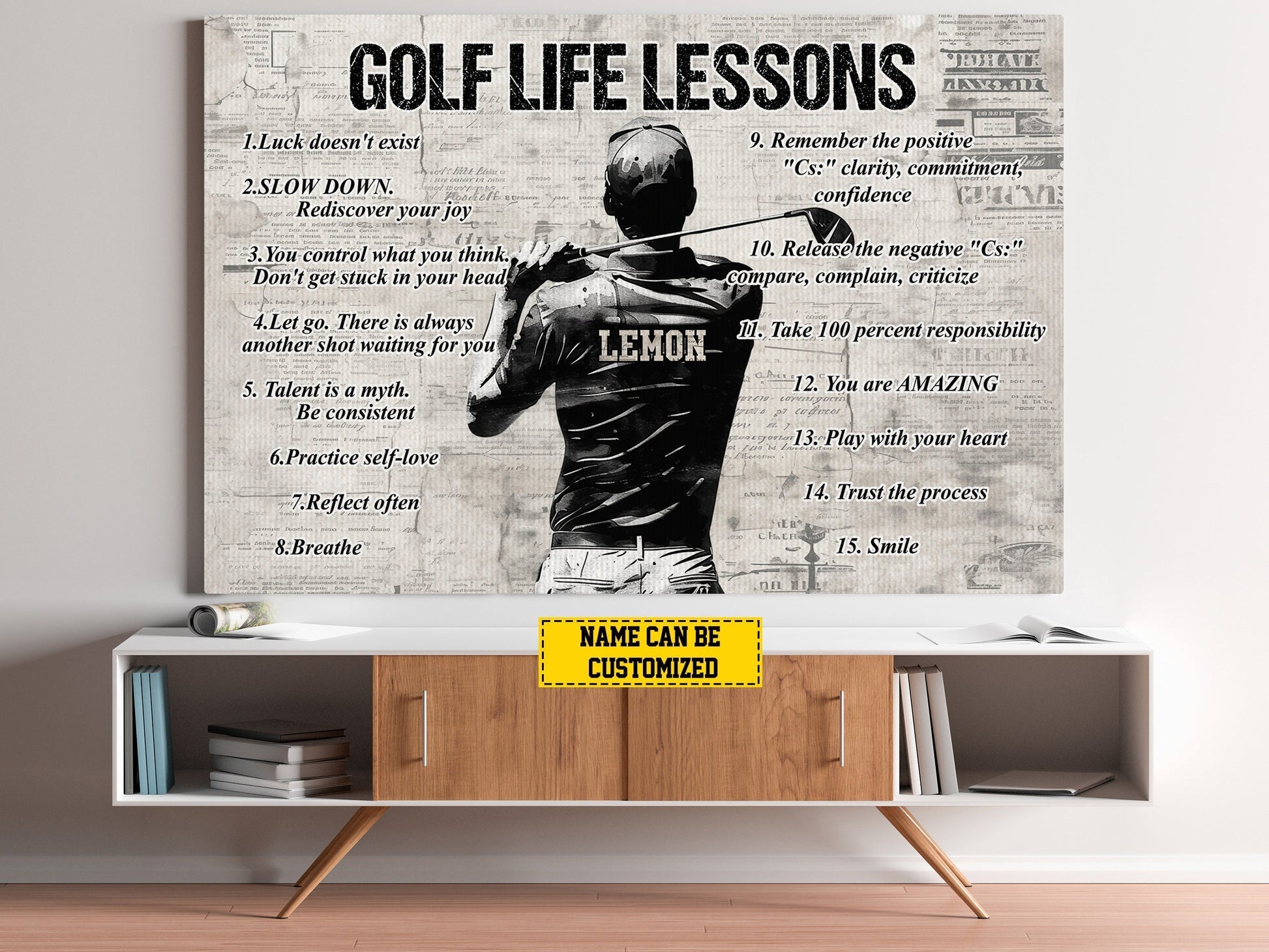 Golf Life Lessons Personalized Canvas Print, Golf Gift For Man, Golf Decor