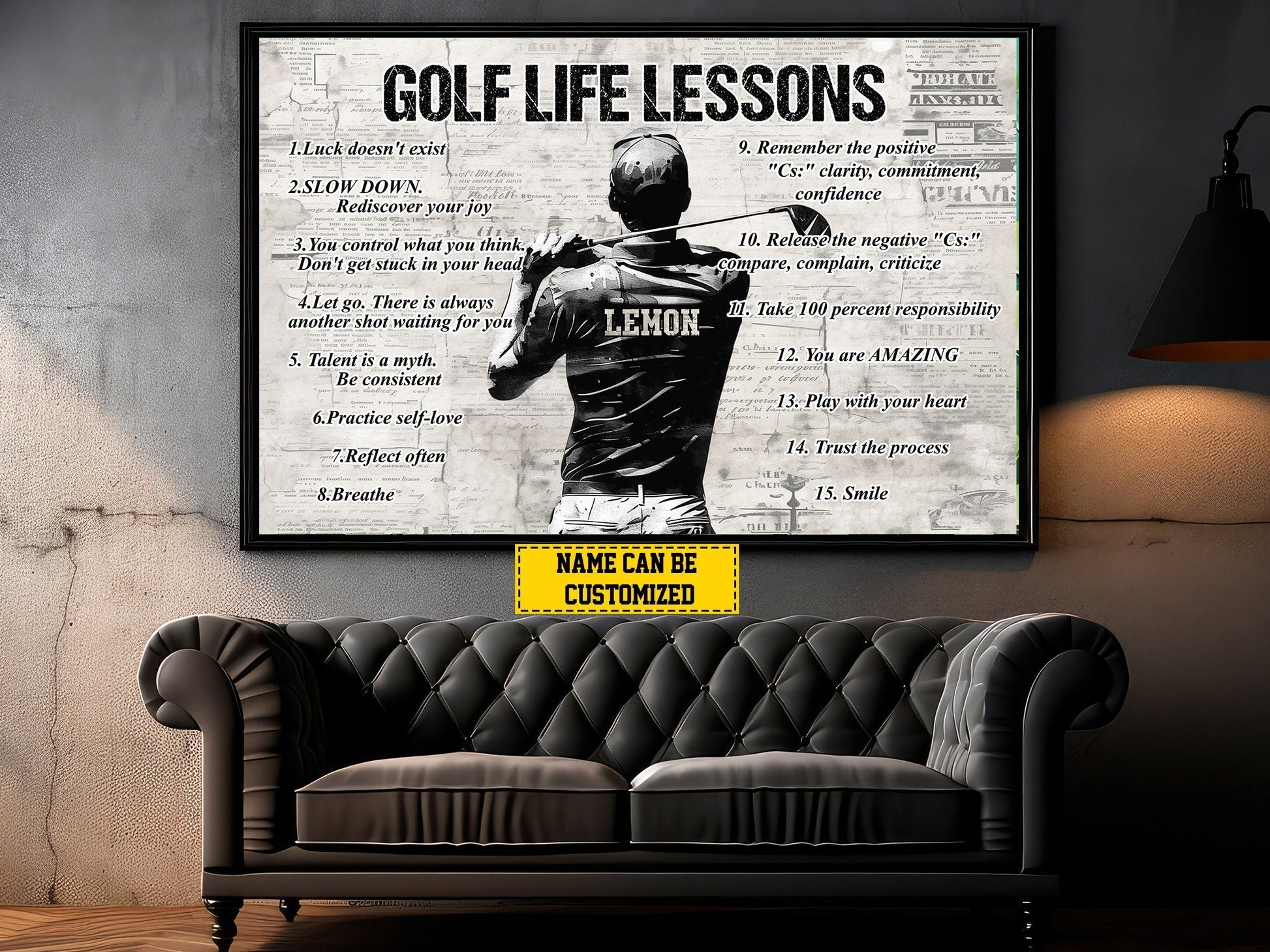 Golf Life Lessons Personalized Canvas Print, Golf Gift For Man, Golf Decor