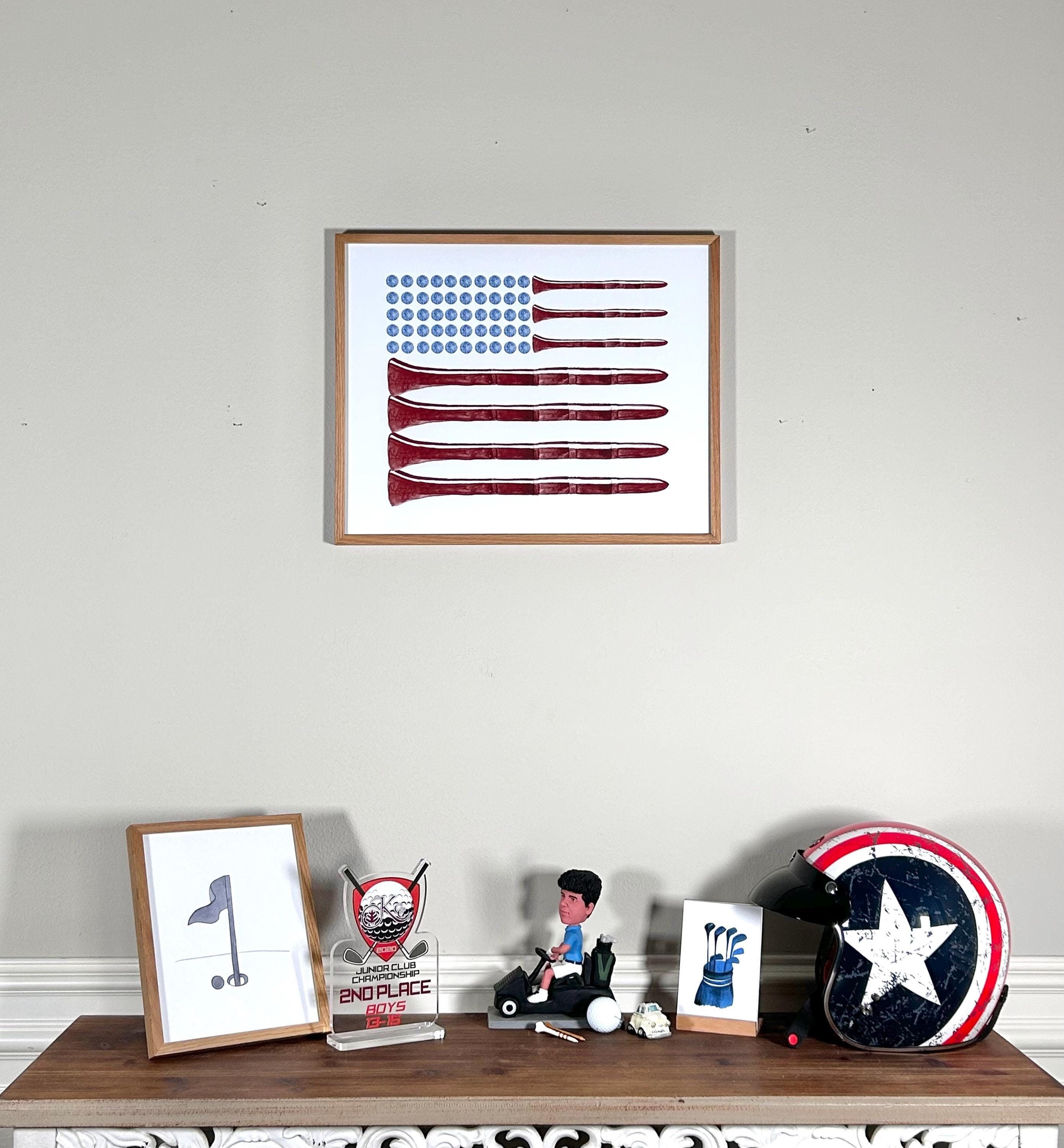 America Flag Golf Wall Art, Golf Canvas, Gifts For Golf Lovers