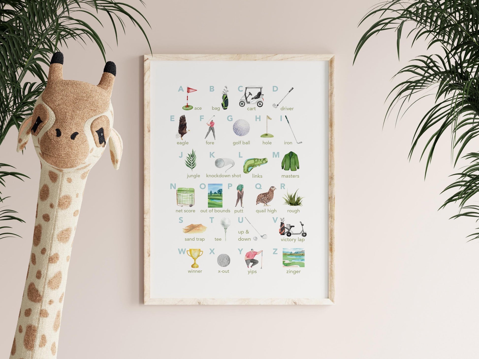 Alphabet Wall Art Golf Canvas, Gifts For Golf Lovers, Golf Decor