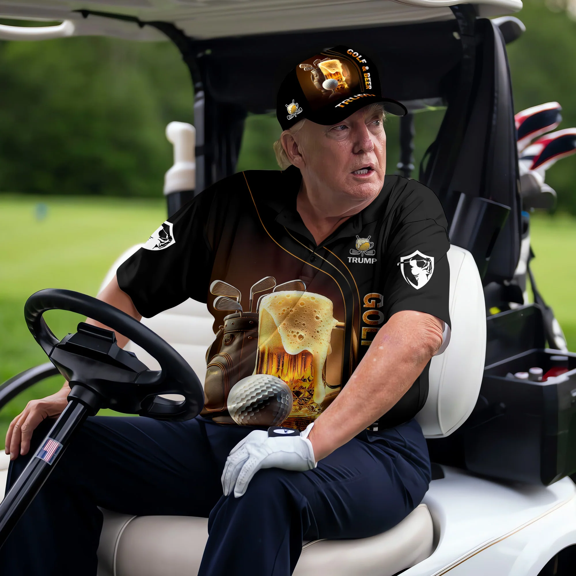 Golf And Beer Men's Golf Shirt, Mens Long Sleeve Golf Polo, Beer Golf Shirt, Fun Golf Shirts For Men