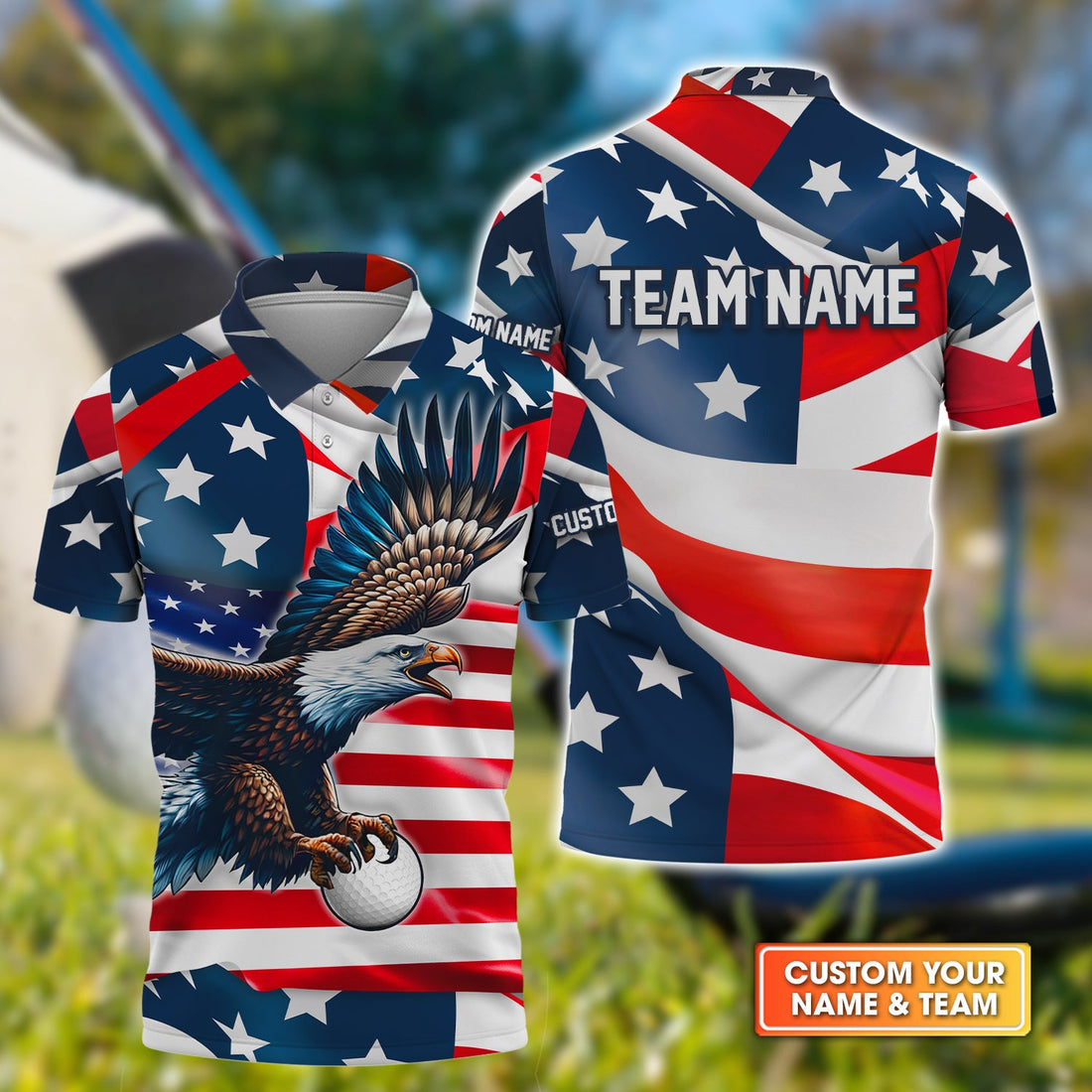 American Flag Custom Golf Polo Shirt, Gift For Golfers, Golf Gift For Men