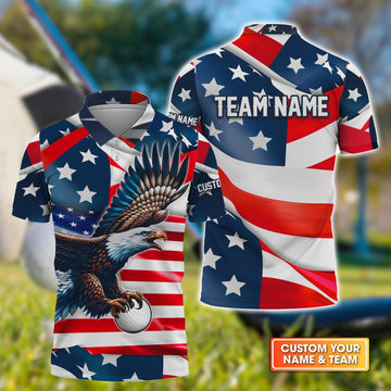 American Flag Custom Golf Polo Shirt, Gift For Golfers, Golf Gift For Men