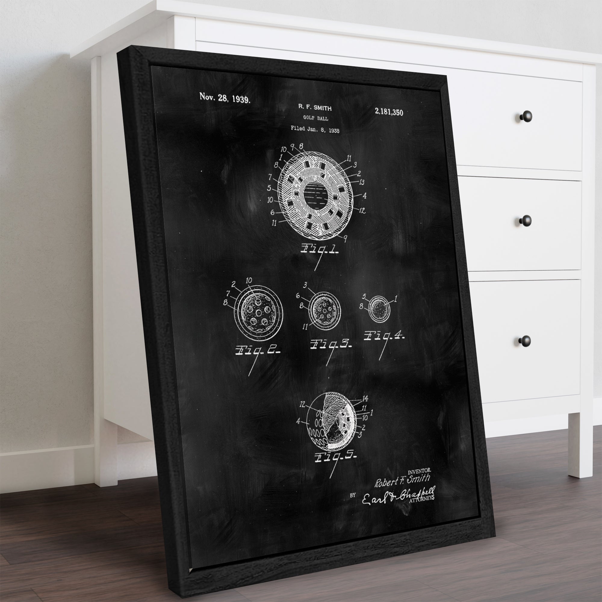 Golf Ball Patent Golf Canvas, Golf Art, Golf Canvas, Gifts For Golf Lovers