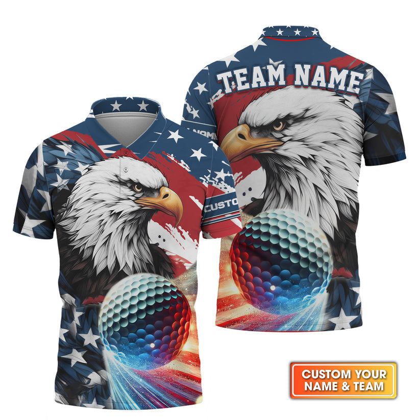American Eagle Custom Golf Polo Shirt, Custom Men's Golf Polo Shirt, Golfing Apparel, Gift For Golfers