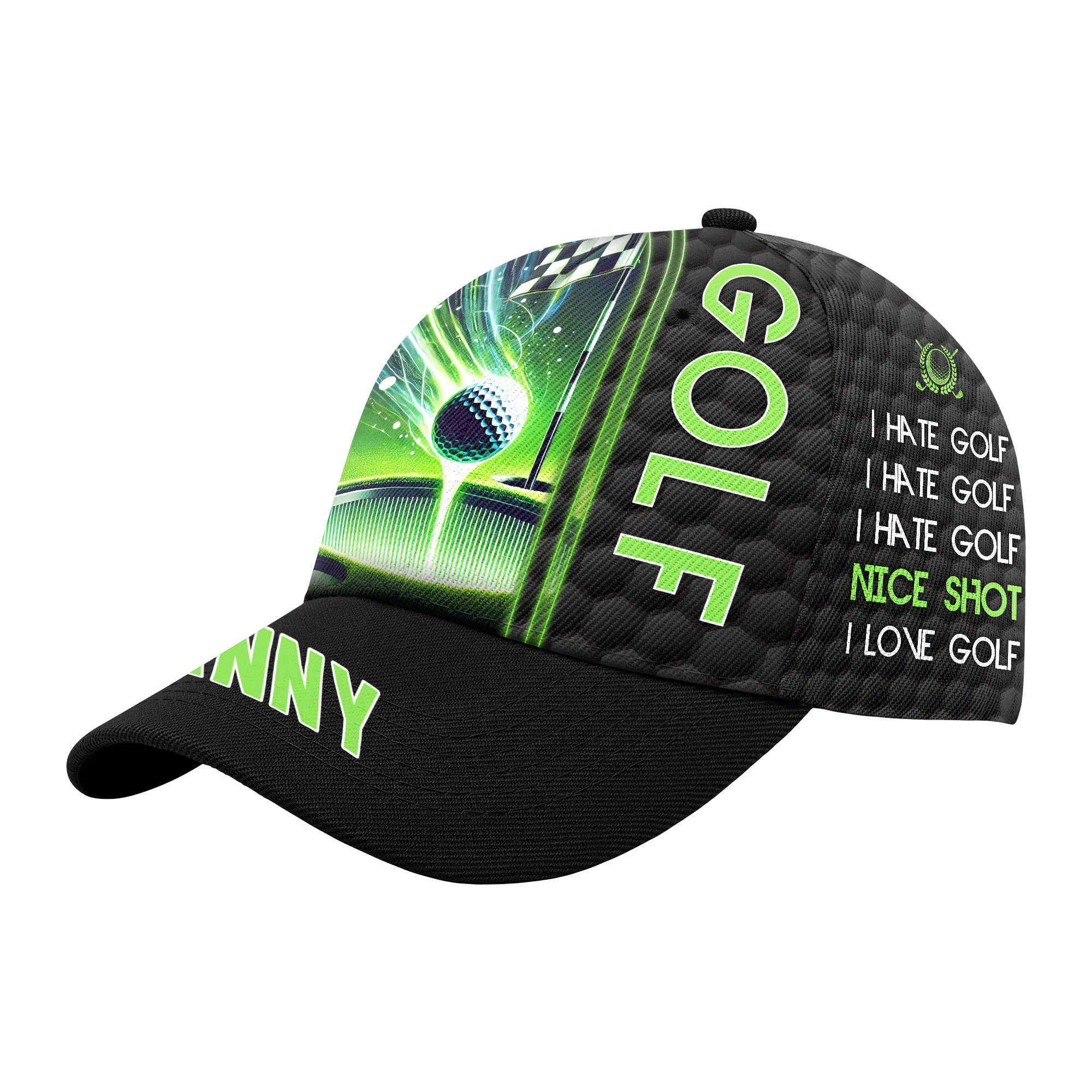Glowing Golf Ball Personalized Golf Cap, Gift For Dad, Golf Gift For Men