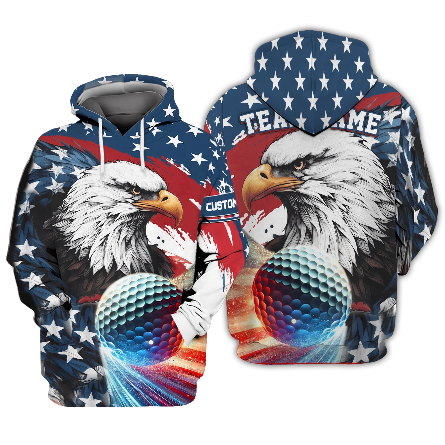 American Eagle Custom Golf Polo Shirt, US Patriotic Pride Men's Golf Polo Shirt, Patriotic Golf Shirt, USA Golf Shirt