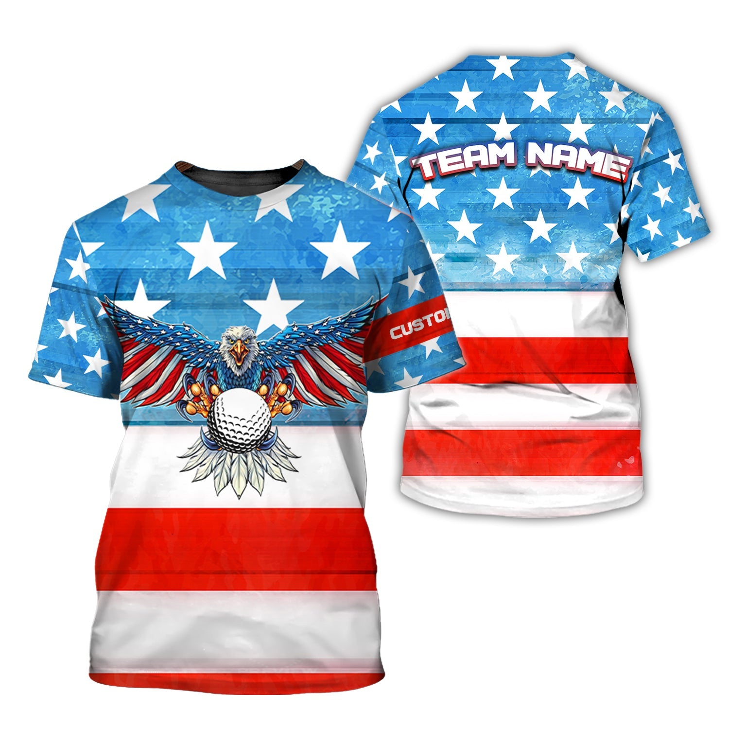 American Flag Eagle Customize Golf Polo Shirt, Gift For Golfers, Golf Gift Ideas