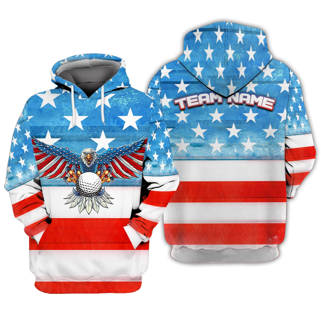 American Flag Eagle Customize Golf Polo Shirt, Gift For Golfers, Golf Gift Ideas
