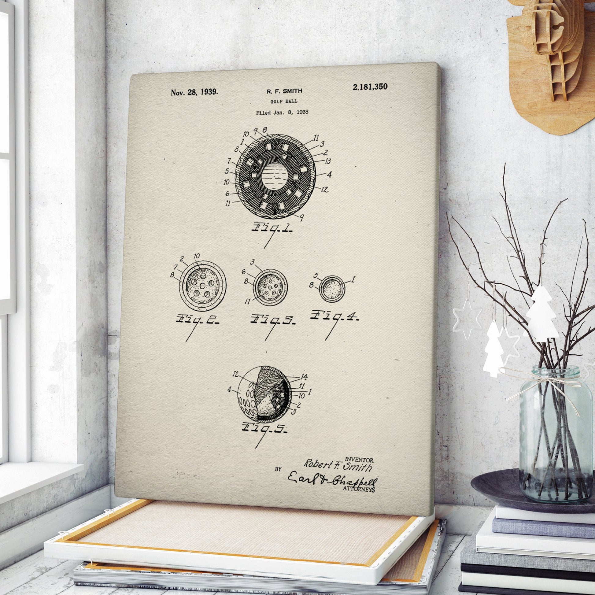 Golf Ball Patent Golf Canvas, Golf Art, Golf Canvas, Gifts For Golf Lovers