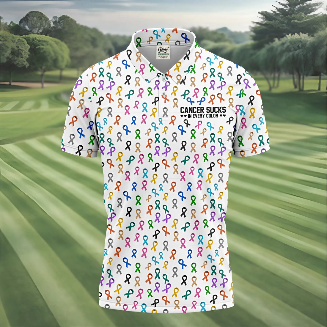 Cancer Sucks In Every Color Men's Polo Shirt, Cancer Awareness Shirt, Cancer Survivor Shirt, Golf Gift For Men