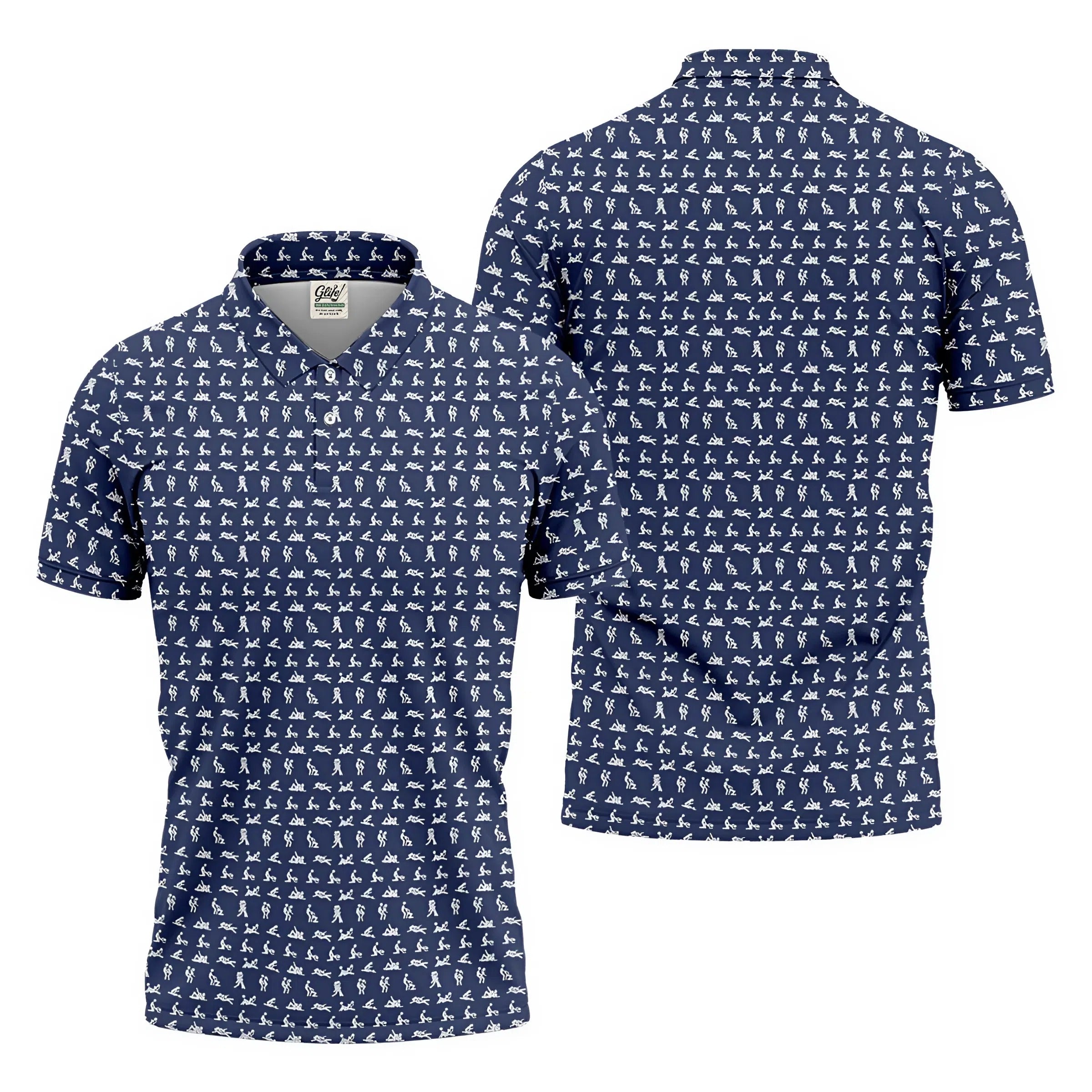 Stick Figure Couple Fun Men's Golf Polos, Fun Golf Shirts For Men, Unique Gift For Golfer, Matching Golf Shirt