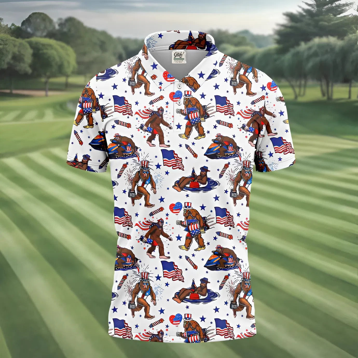 Bigfoot Sasquatch Funny Golf Polo Shirt, Christmas Golf Gift, Dad Golf Gift