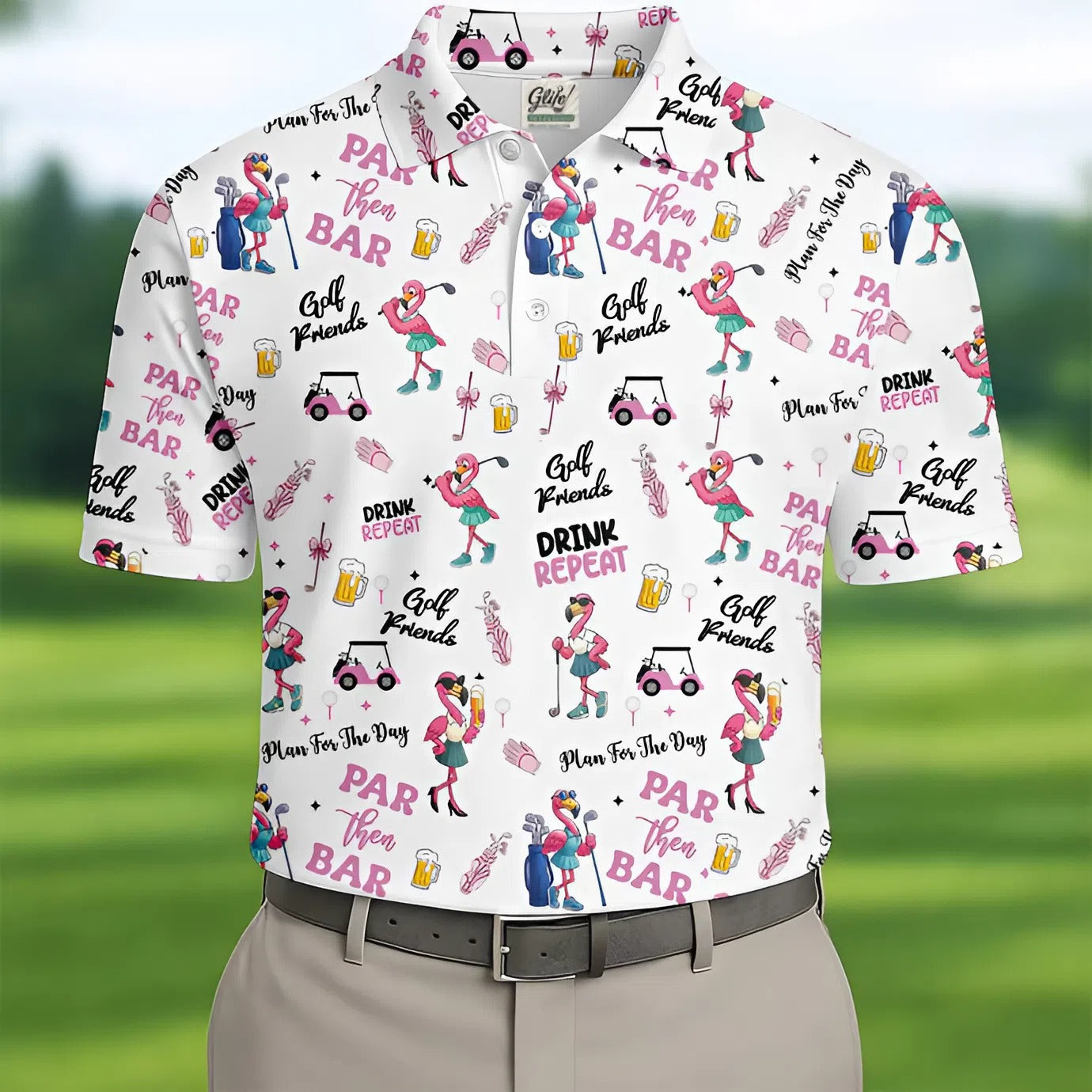 Par Then Bar Flamingo Golf Shirt, Fun Golf Shirts Mens, Golf Hoodie Mens, Matching Golf Shirts