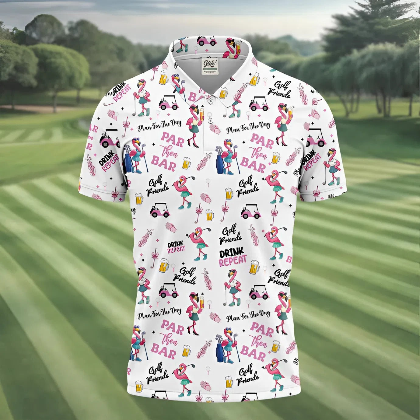 Par Then Bar Flamingo Golf Shirt, Fun Golf Shirts Mens, Golf Hoodie Mens, Matching Golf Shirts