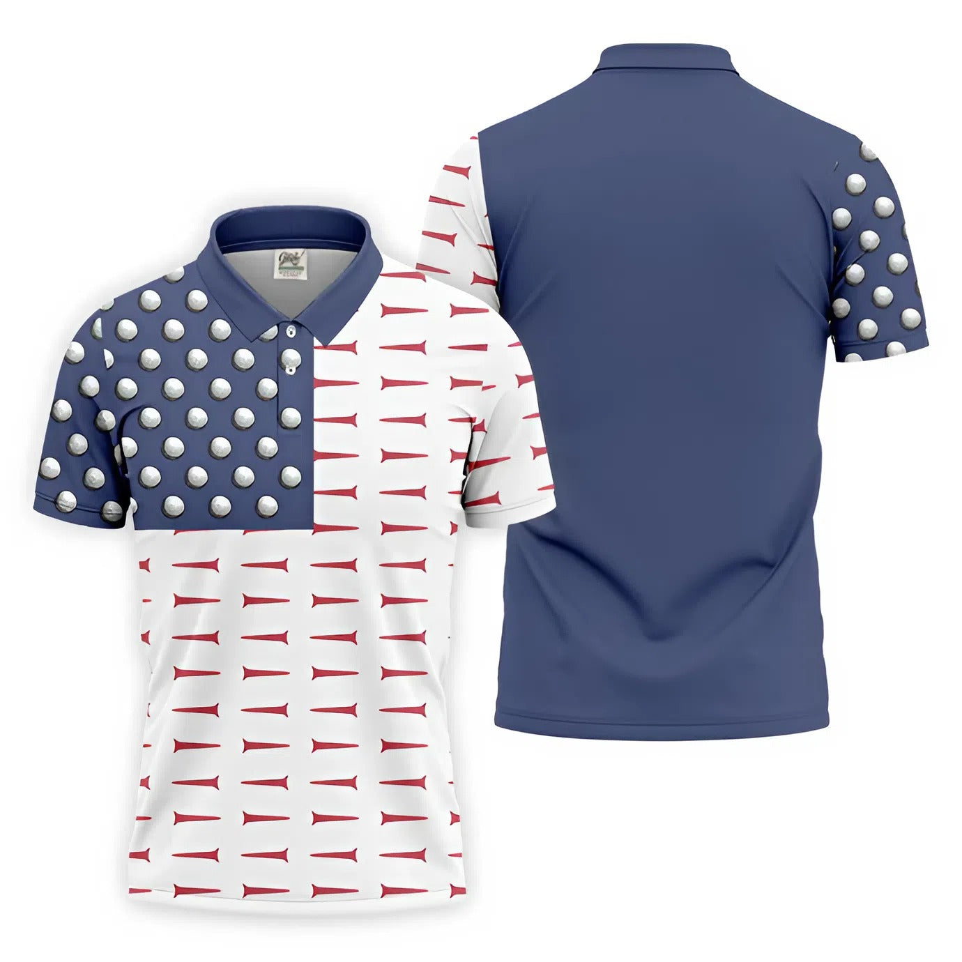 American Flag Men's Golf Polo Shirt, Men's 4th Of July Shirts, USA Golf Shirt, Gifts For Golfing Dad