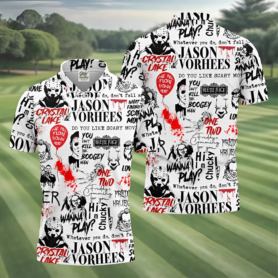 Never Stop Dreaming Halloween Golf Shirt, Mens Funny Golf Shirts, Horror Movie Shirt