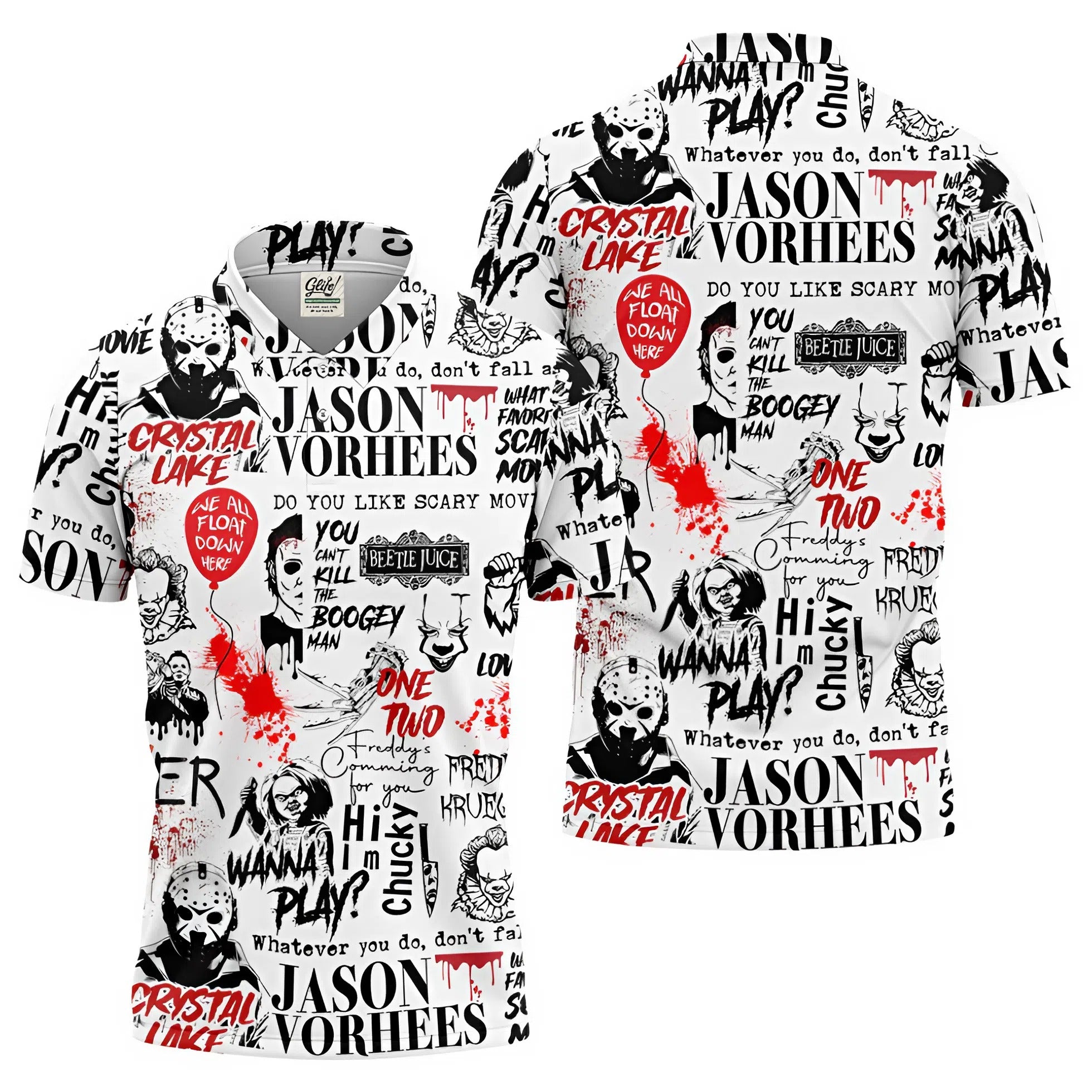 Never Stop Dreaming Halloween Golf Shirt, Mens Funny Golf Shirts, Horror Movie Shirt