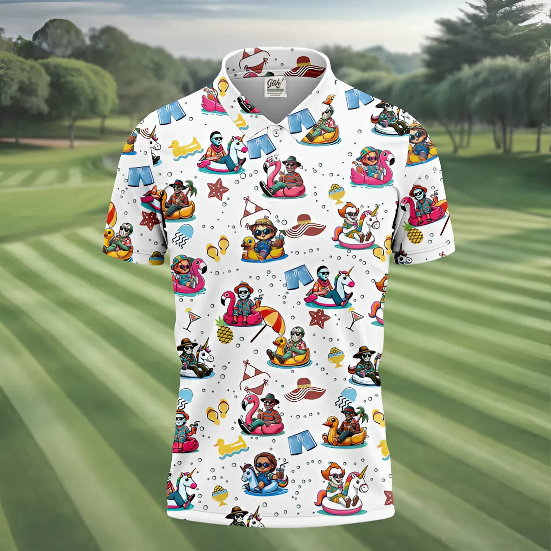 Halloween Summer, Fun Golf Poloss, Long Sleeve Golf Shirts, Men Golf Polo, Michael Myers, Freddy Krueger, Pennywise