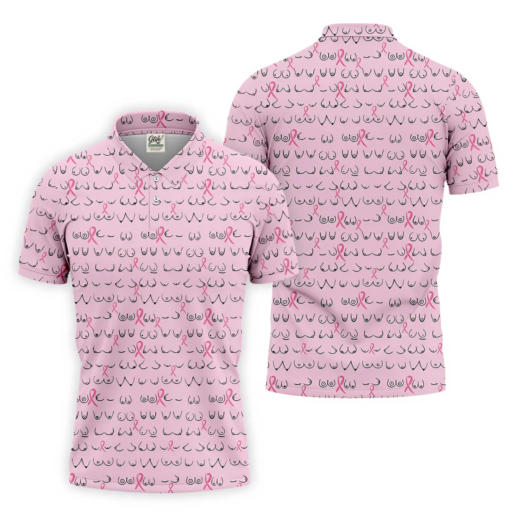 Breast Cancer Golf Shirt, Breast Cancer Awareness Shirt, Couple Golf Shirt. Matching Golf Shirt, His And Hers Golf Shirts