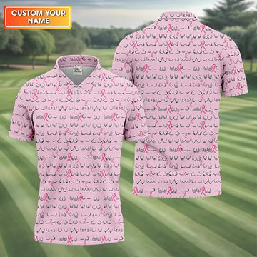 Breast Cancer Golf Shirt, Pink Golf Shirt Men, Fun Golf Shirts For Men, Cute Golf Shirt, Fun Golf Shirt