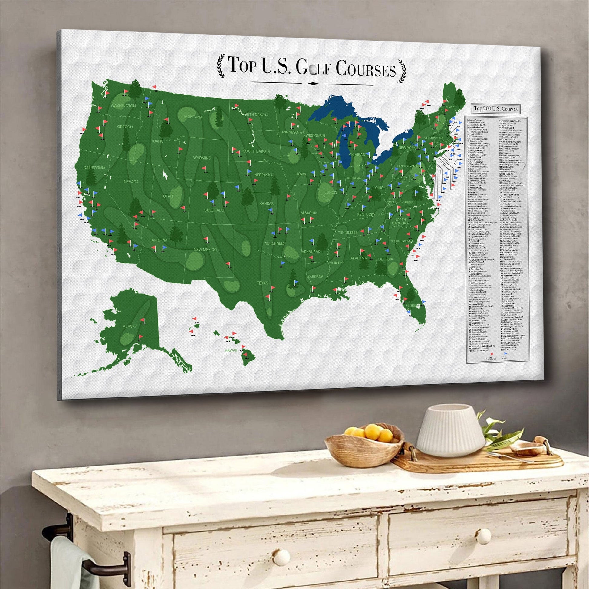 Top Golf Courses In The USA Golf, Canvas Wall Art, Golf Gifts For Men, Gift For Golfers