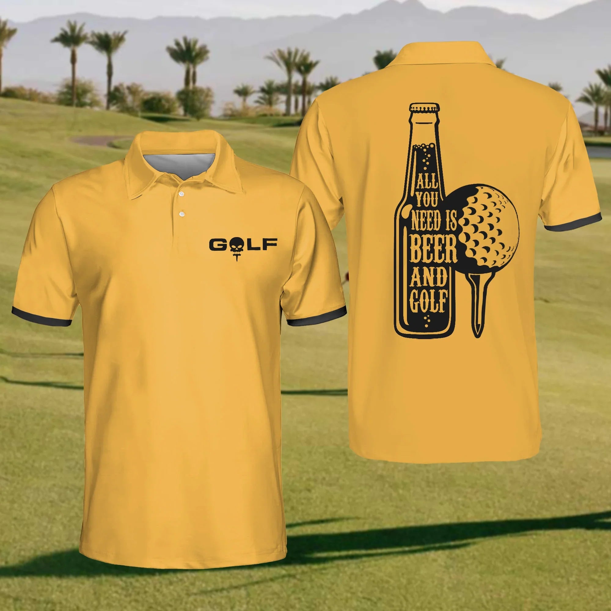 All You Need Is Beer And Golf Mens Golf Polo Shirt, Mens Golf Gift, Golf Gifts For Golfers
