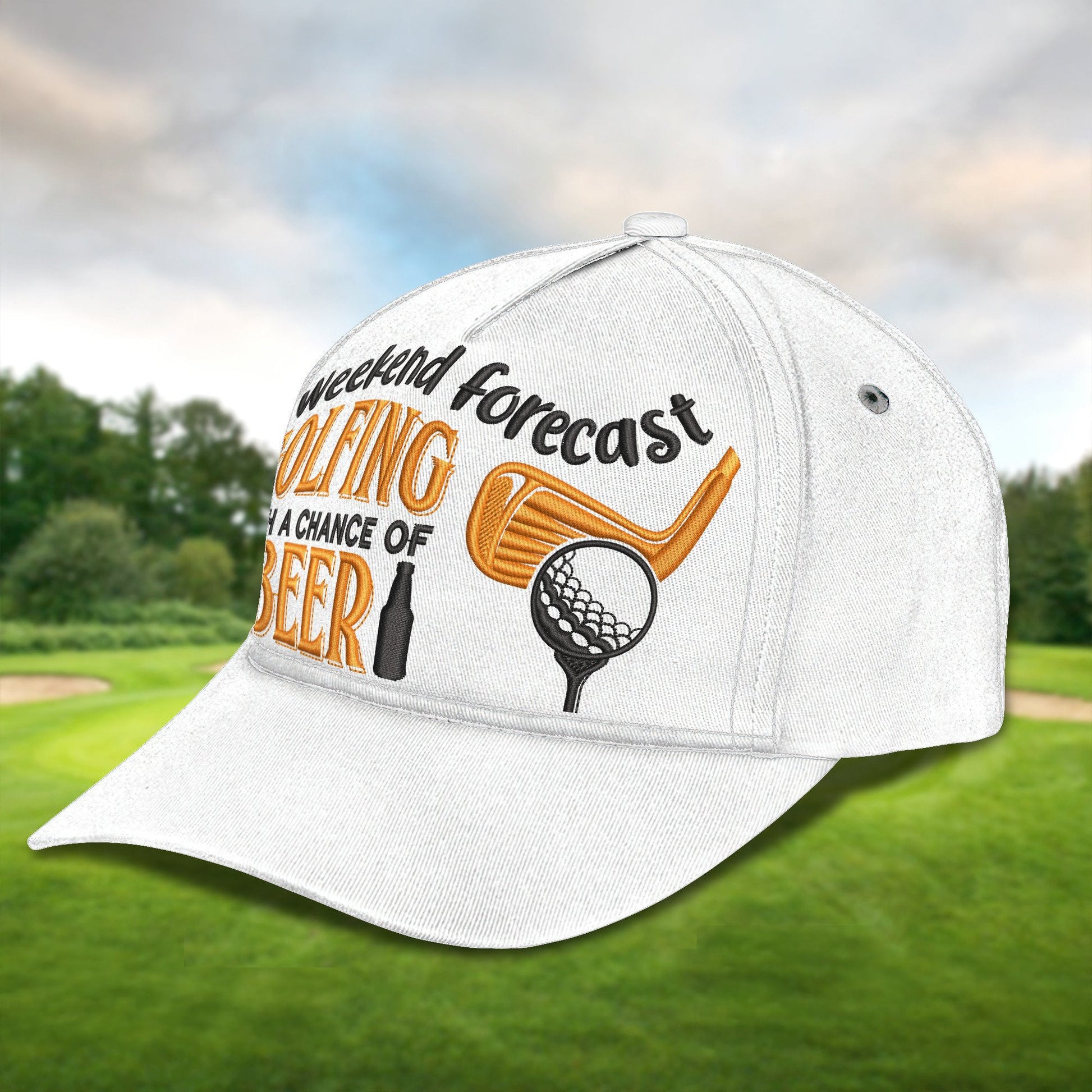 Weekend Forecast Golf And Beer Golf Cap, Dad Golf Gift, Dad Cap