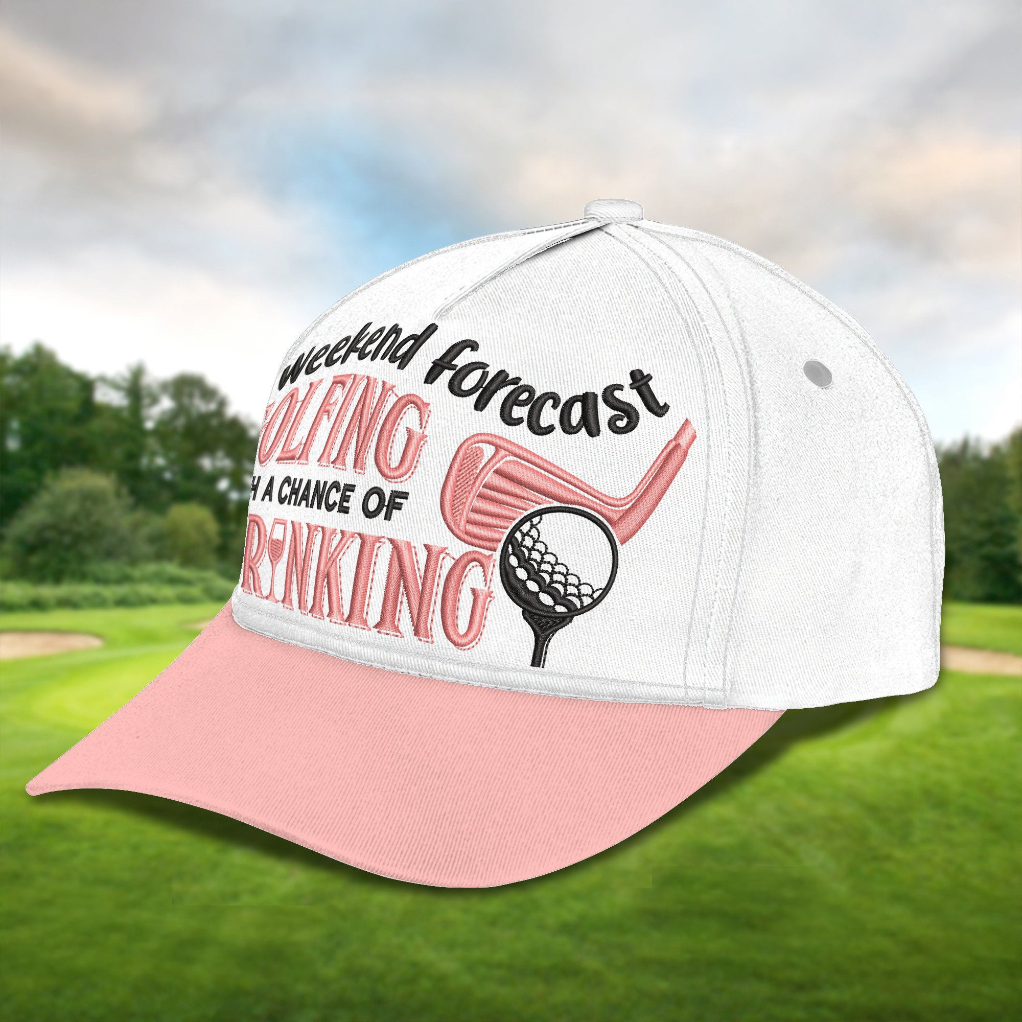 Golfing With A Chance Of Drinking Golf Cap, Ladies Golf Caps, Women Cap