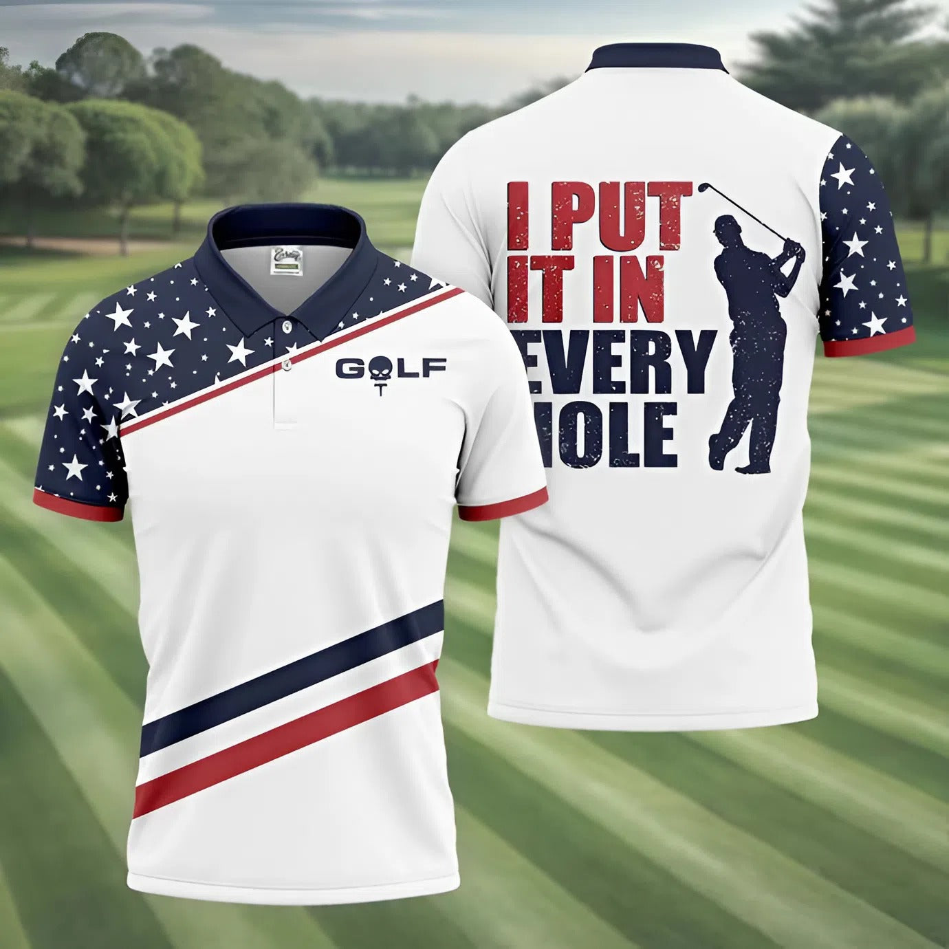 I Put It in Every Hole Mens Golf Polo Shirt, Mens Golf Gift, Funny Golf Shirt