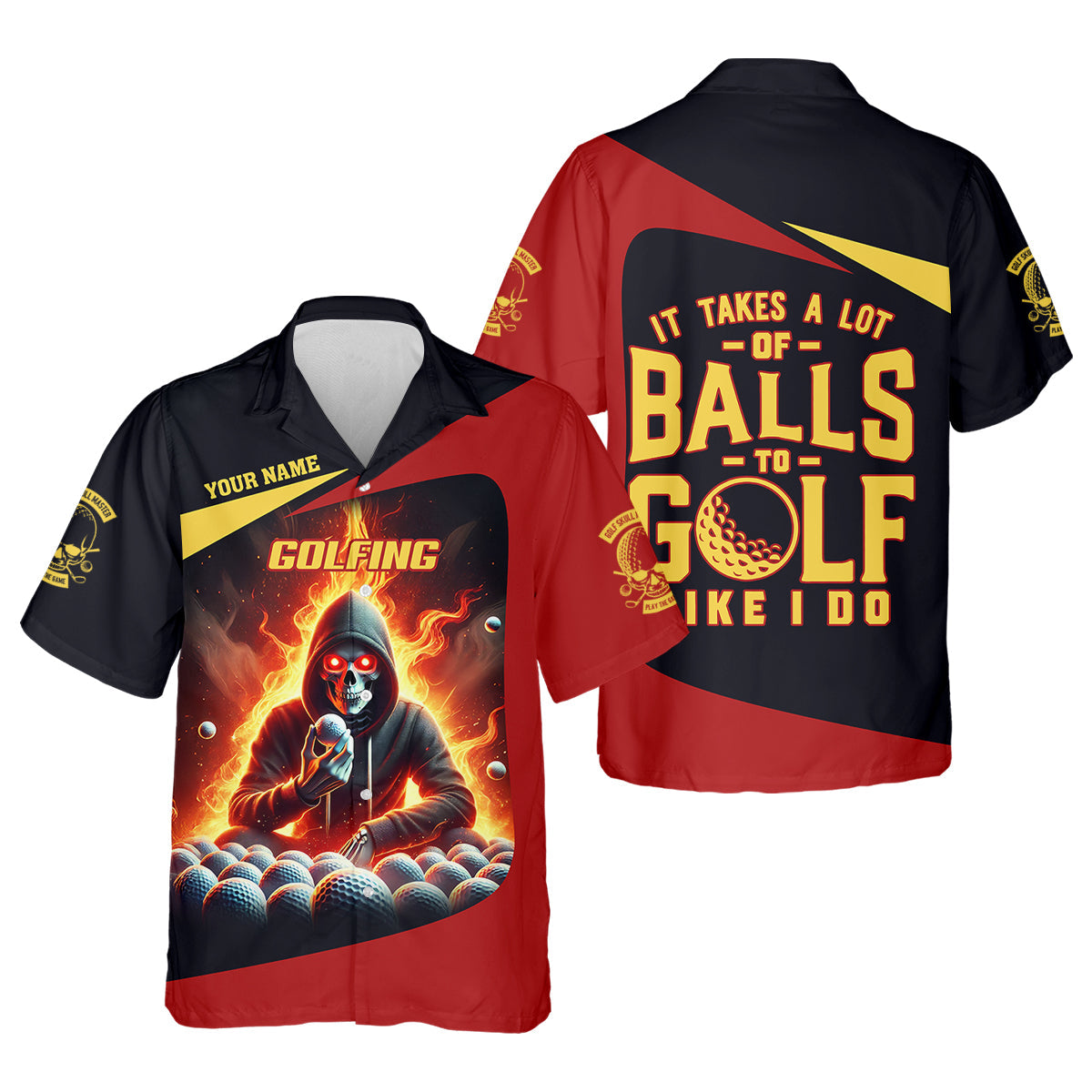 It Takes A Lot of Balls to Golf Like I Do Custom Skull Funny Golf Polo Shirt, Dad Golf Gifts
