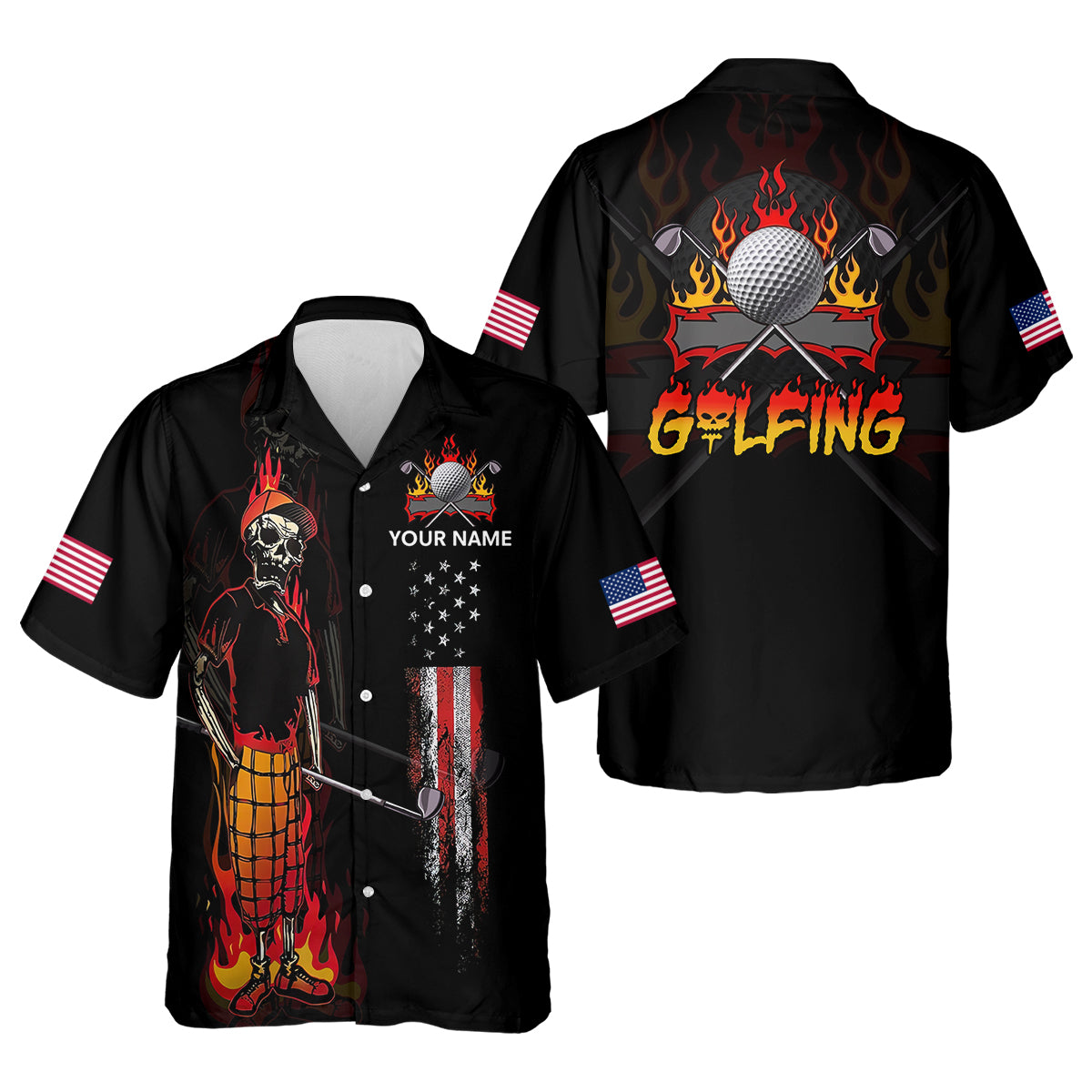 Custom Skull Golf Polo Shirt, Mens Golf Gift, Funny Golf Shirt