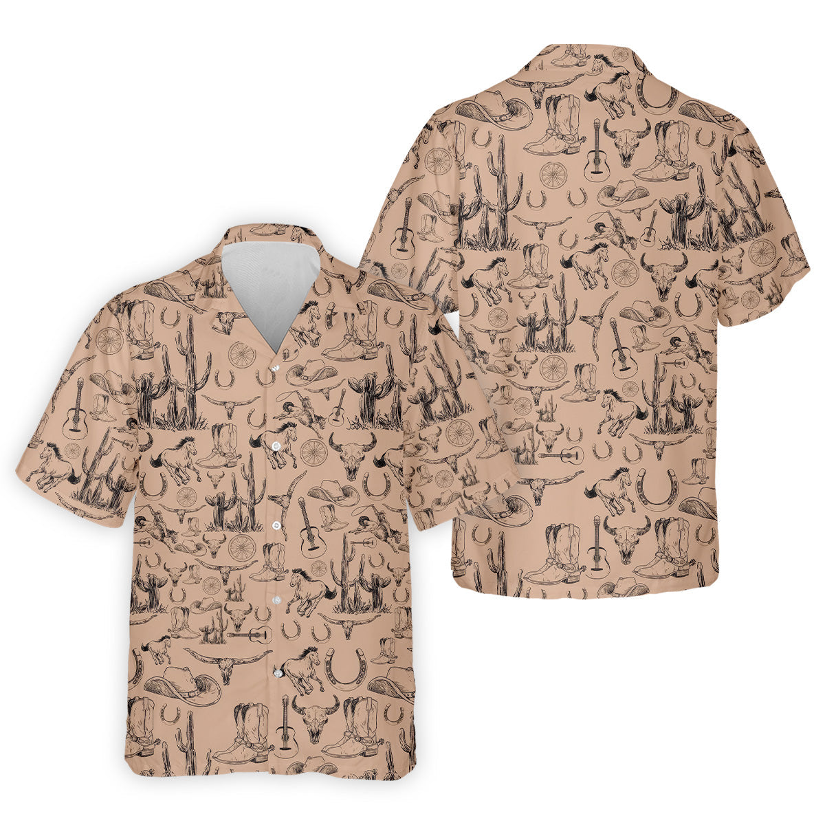 Brown Toile Western Golf Shirt, Mens Golf Polo Shirts, Golf Accessories For Men, Polo For Men