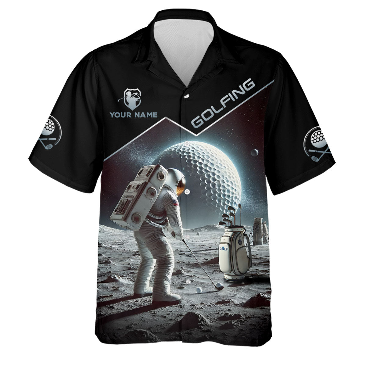 Outer Space Personalized Funny Men's Golf Polo Shirt, Christmas Golf Gift