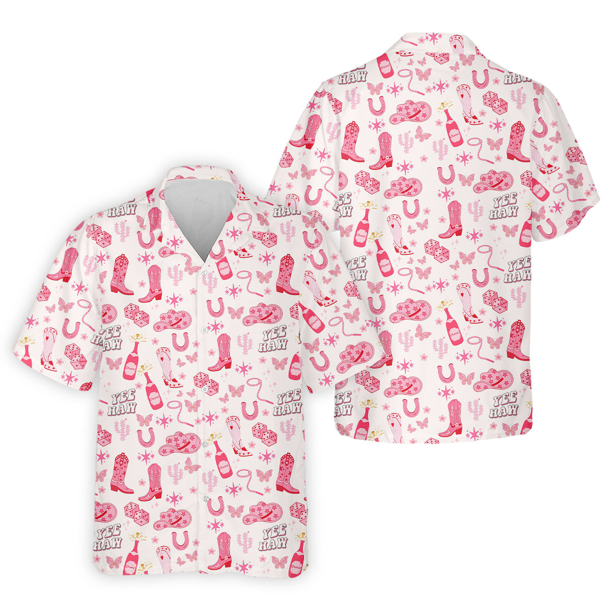 Yee Haw Cowgirl Pink Golf Polo, Western Golf Shirt, Fun Golf Shirts For Men, Golfing Apparel