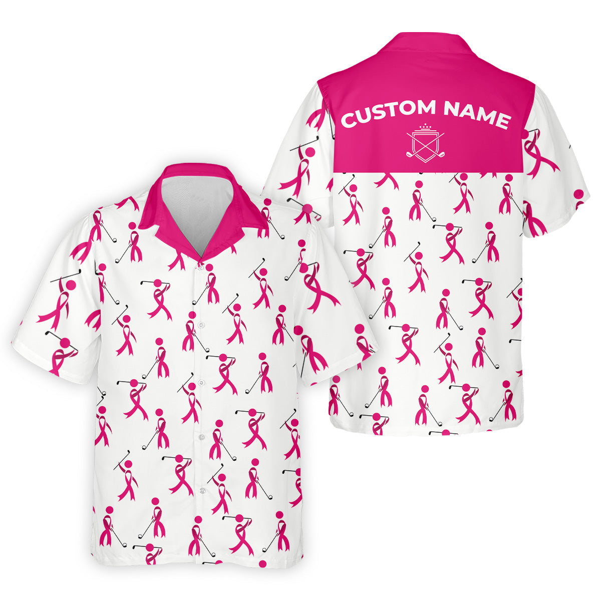 Funny Stick Figure Breast Cancer Golf Shirt, Fun Golf Shirts For Men, Breast Cancer Support Shirt
