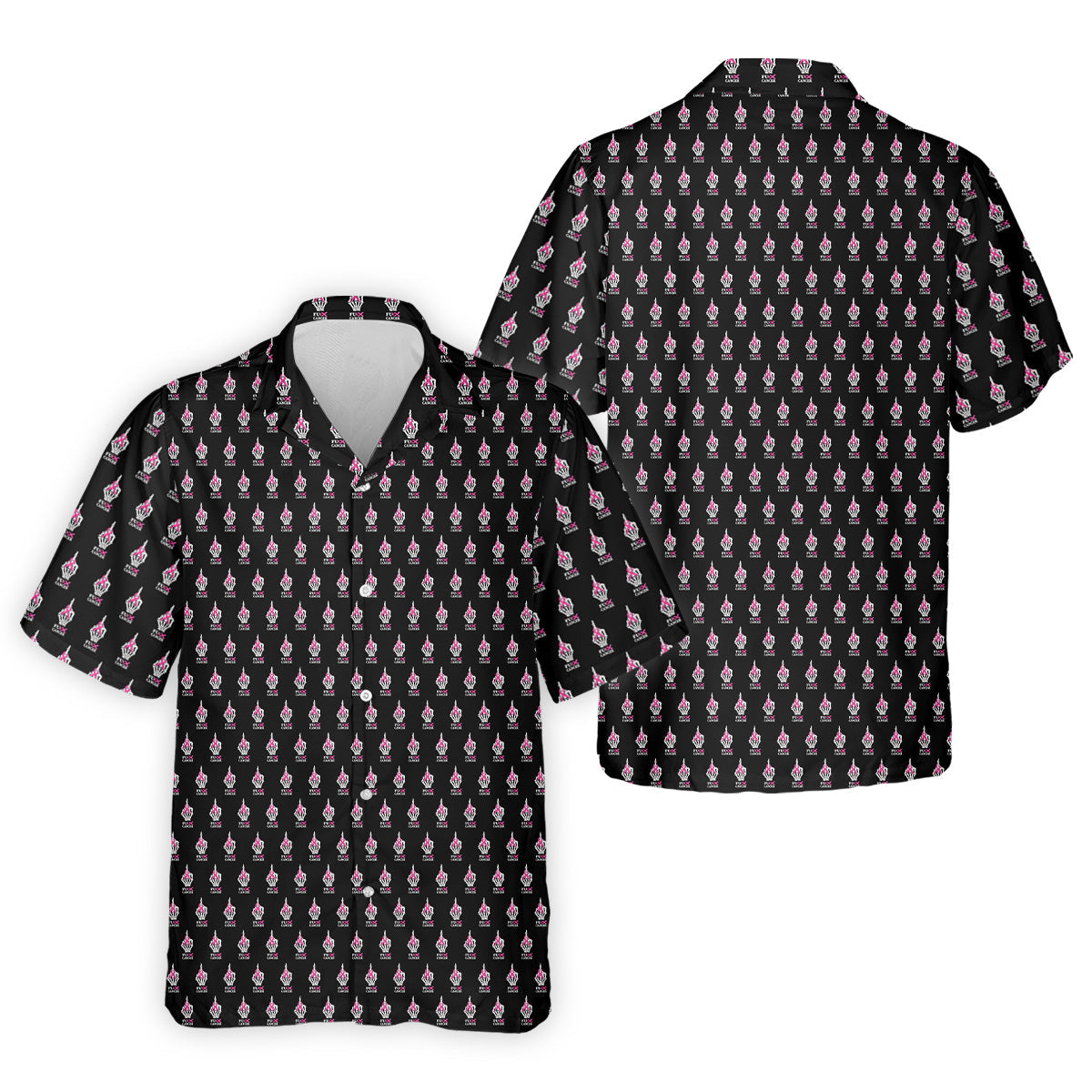 Funny Middle Finger Black Men's Golf Shirt, Fun Golf Shirts For Men, Breast Cancer Support Shirt