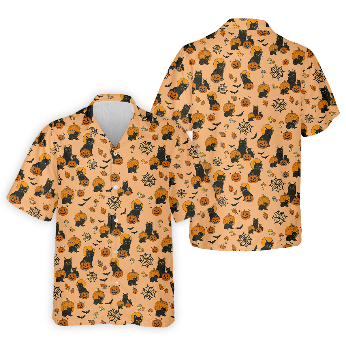 Black Cat Pumpkin Halloween Golf Shirt, Orange Golf Shirt, Mens Golf Polo Shirts, Golfing Apparel