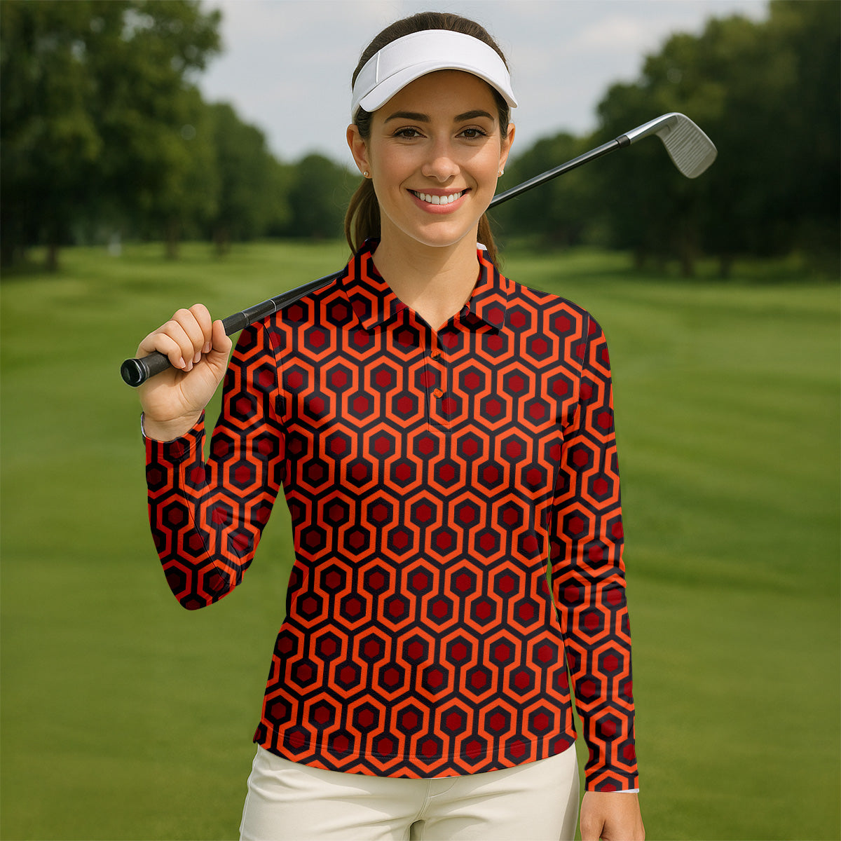 Carpet Pattern In The Shining Ladies Golf Polos, Womens Sleeveless Polo, Matching Golf Shirts