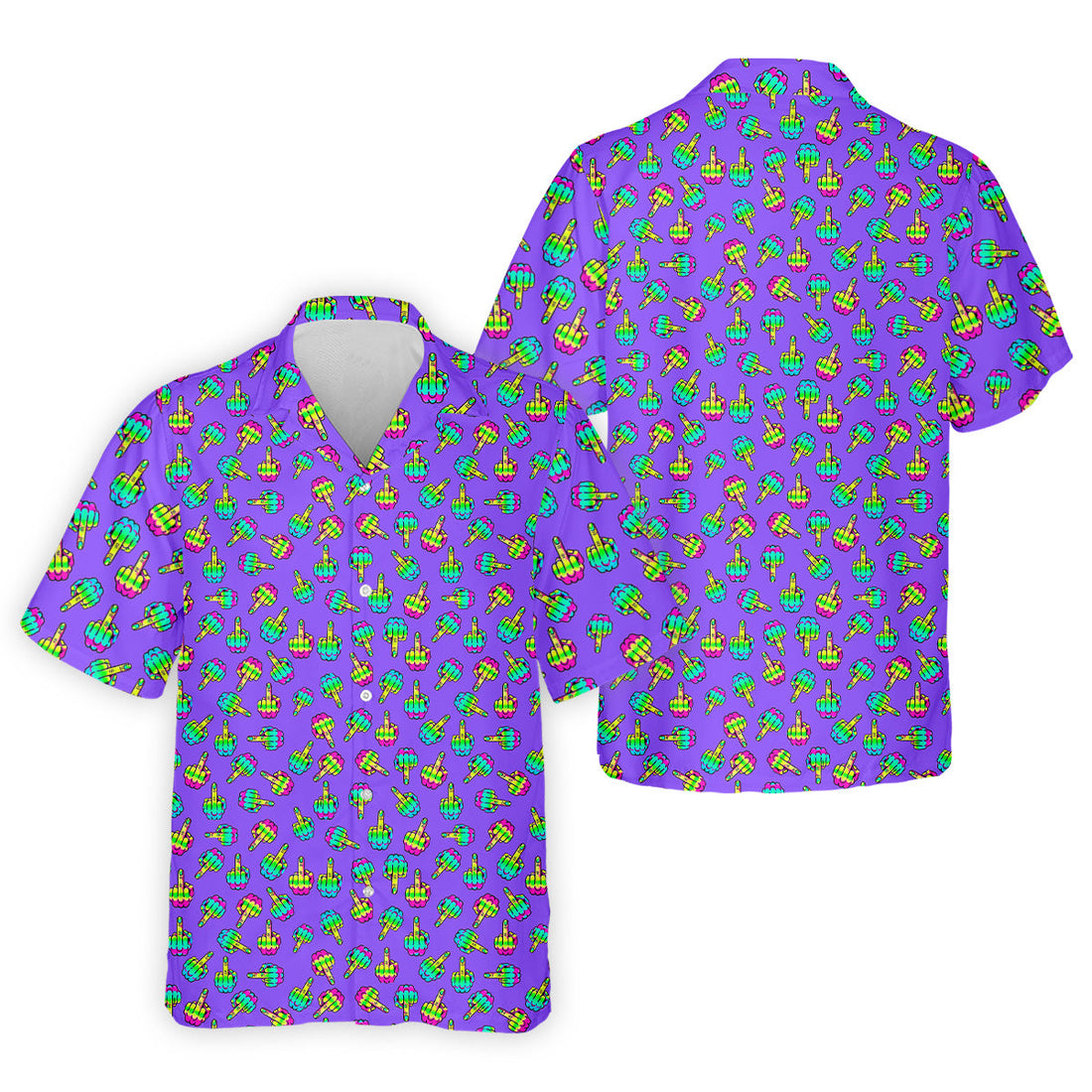 Neon Middle Finger Purple Golf Shirt, Fun Golf Shirts For Men, Cool Golf Gifts, Polo For Men