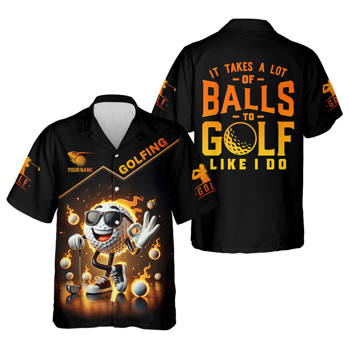 It Takes a Lot of Balls to Golf the Way I Do Custom Men's Golf Polo Shirt, Funny Golf Shirt, Dad Golf Gift