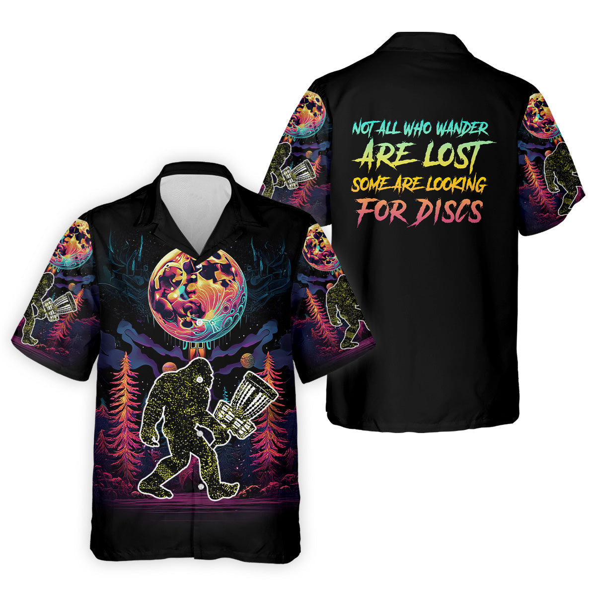 Not All Who Wander Are Lost Bigfoot Discs Golf Men's Golf Polo Shirt, Mens Golf Gift, Funny Golf Shirt