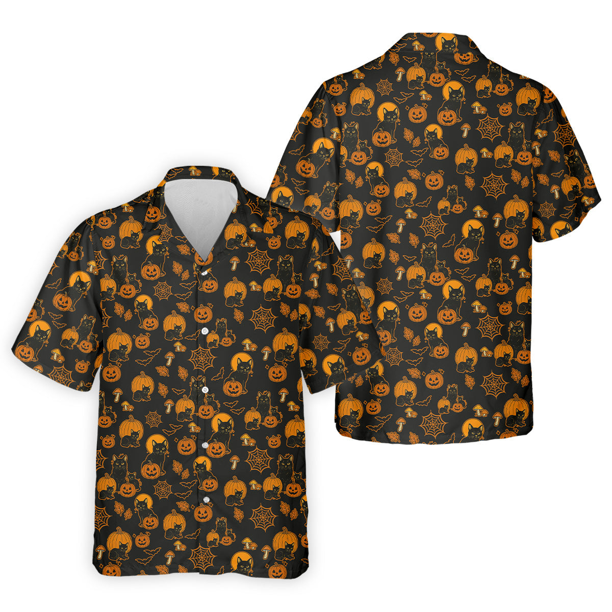 Black Cat Pumpkin Men Polo, Fun Golf Shirts For Men, Halloween Gift, Golfing Apparel