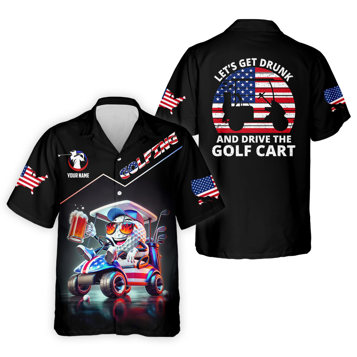 Let's Get Drunk Custom Men's Golf Polo Shirt, Funny Golf Shirt, Dad Golf Gift