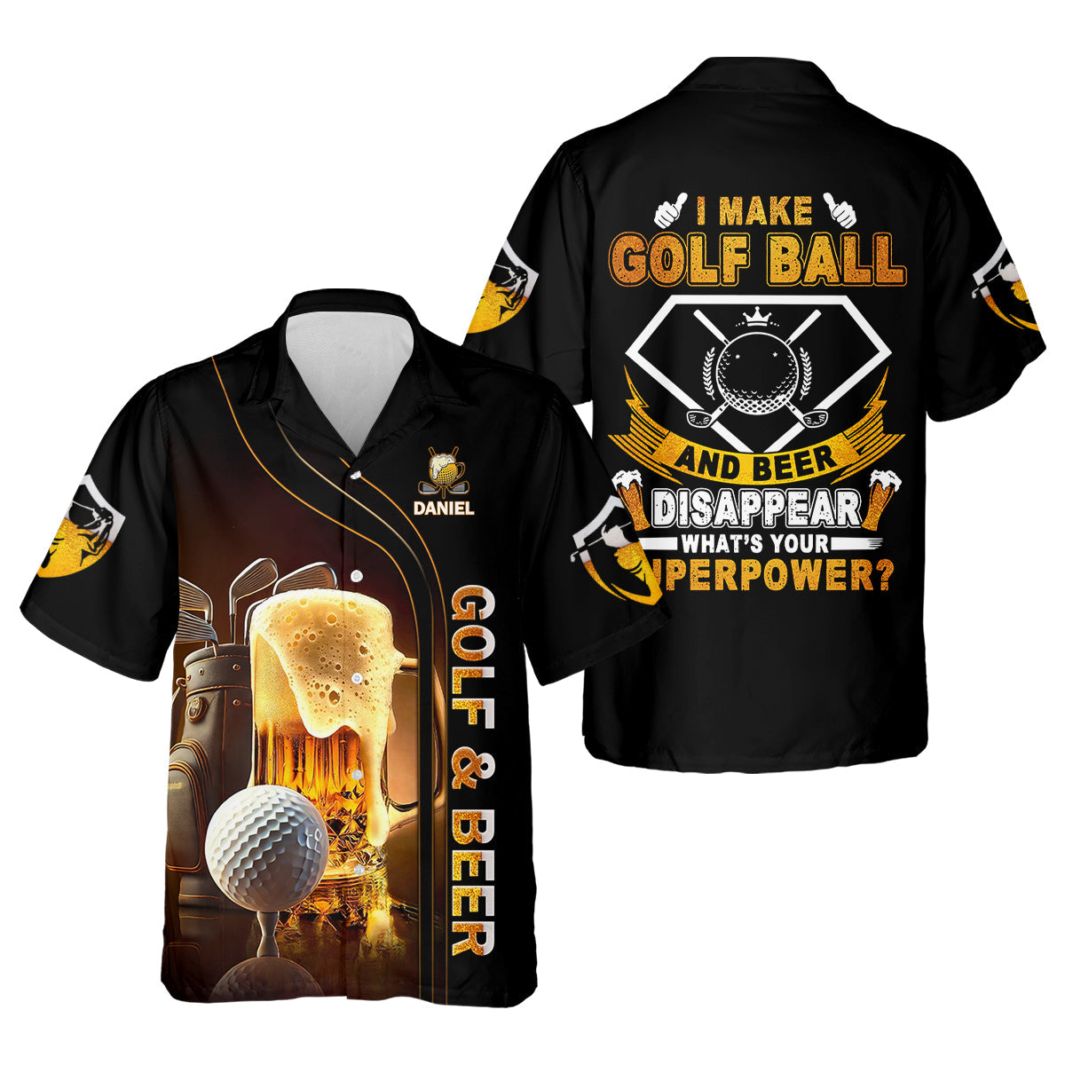 I Make Golf Ball And Beer Disappear Custom Golf Polo Shirt, Mens Golf Gift, Golf Lover Gift