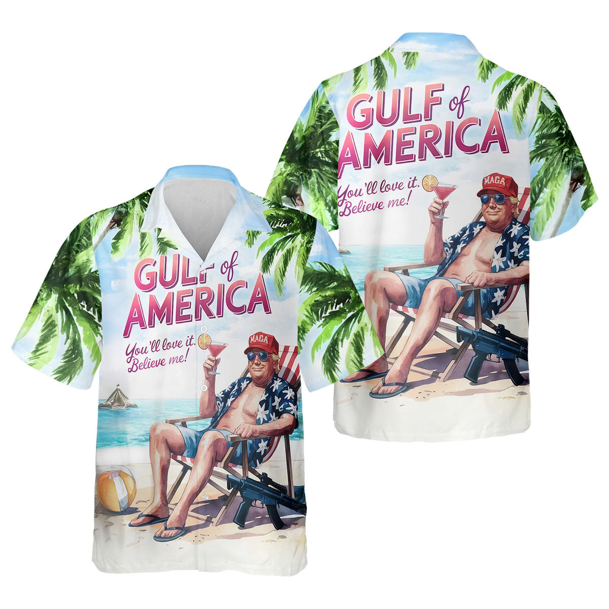 Gulf Of America Shirt, US Patriotic Pride Unisex Tropical Hawaiian Aloha Shirt, USA Golf Shirt